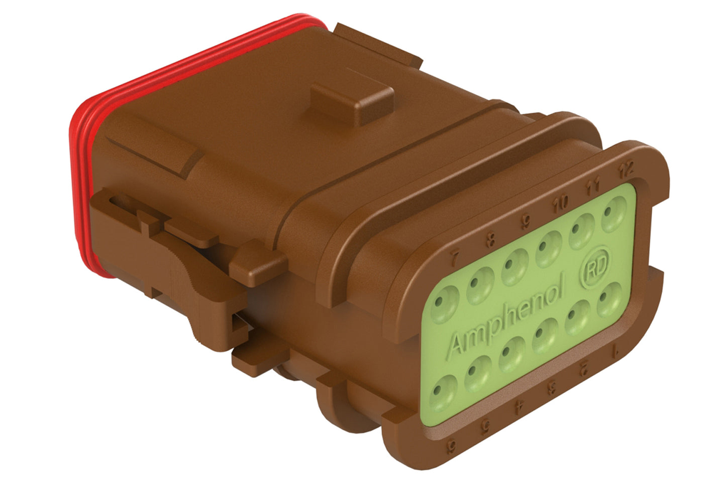 AT06-12SA-OMRDBRN 12 Position Overmolded Plug, Socket, Reduced Seal, Keyed A, Brown