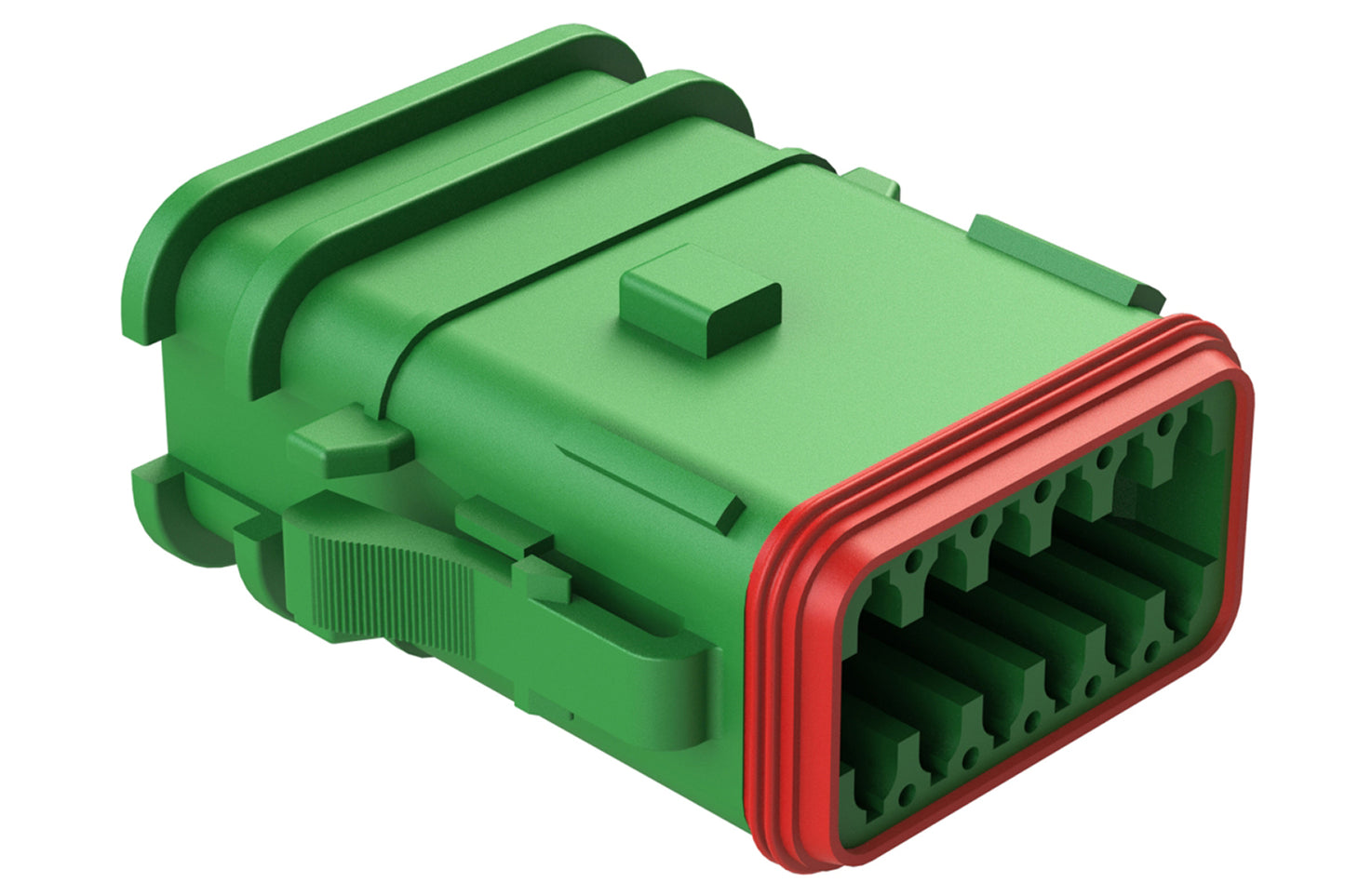 AT06-12SA-OMRDGRN 12 Position Overmolded Plug, Socket, Reduced Seal, Keyed A, Green