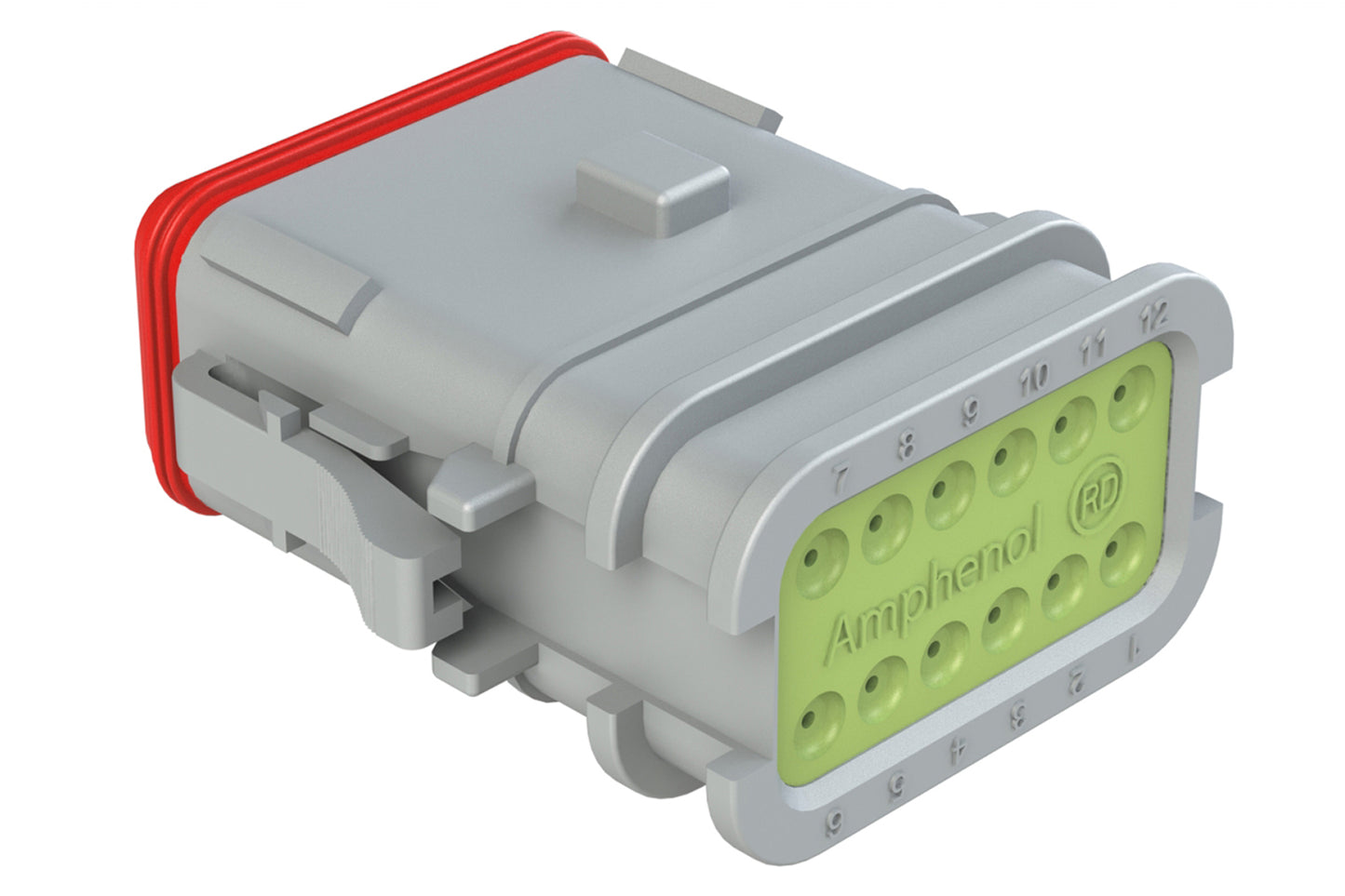 AT06-12SA-OMRDGRY 12 Position Overmolded Plug, Socket, Reduced Seal, Keyed A, Grey