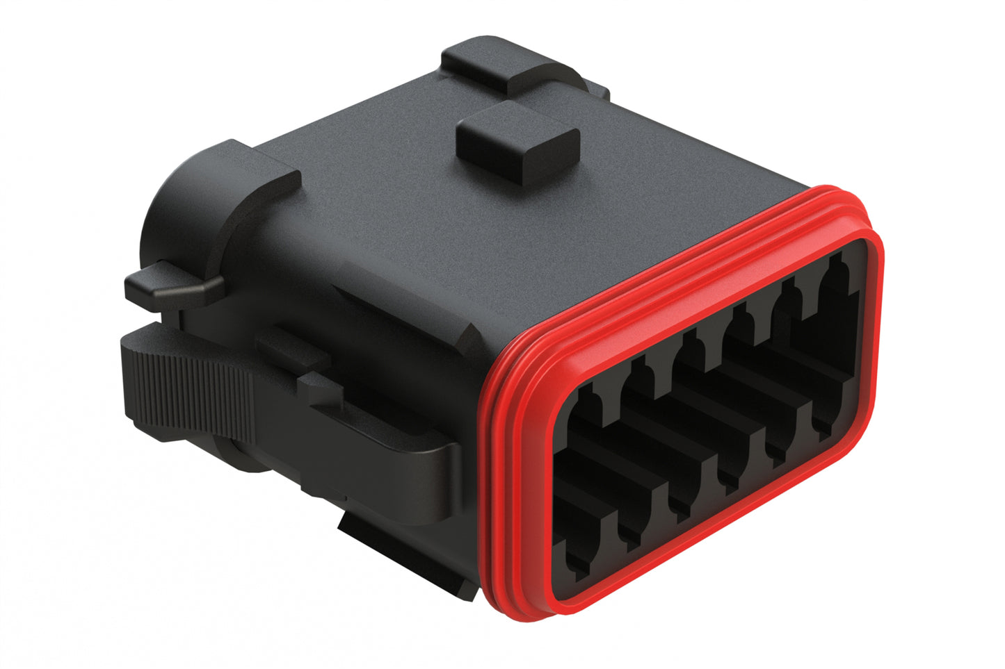 AT06-12SB-MM01 12-Way Plug, Female Connector with B Position Key and Reduced Diameter Seal (E-Seal) and End Cap, Black. DT06-12SB-CE01, DT06-12SB-CE05