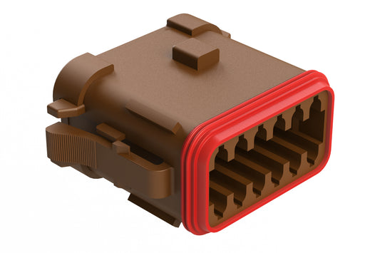 AT06-12SB-MMBRN 12-Way Plug, Female Connector with B Position Key and Reduced Diameter Seal (E-Seal) and End Cap, Brown