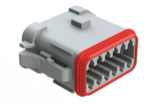 AT06-12SB-MMGRY 12-Way Plug, Female Connector with B Position Key and Reduced Diameter Seal (E-Seal) and End Cap, Grey