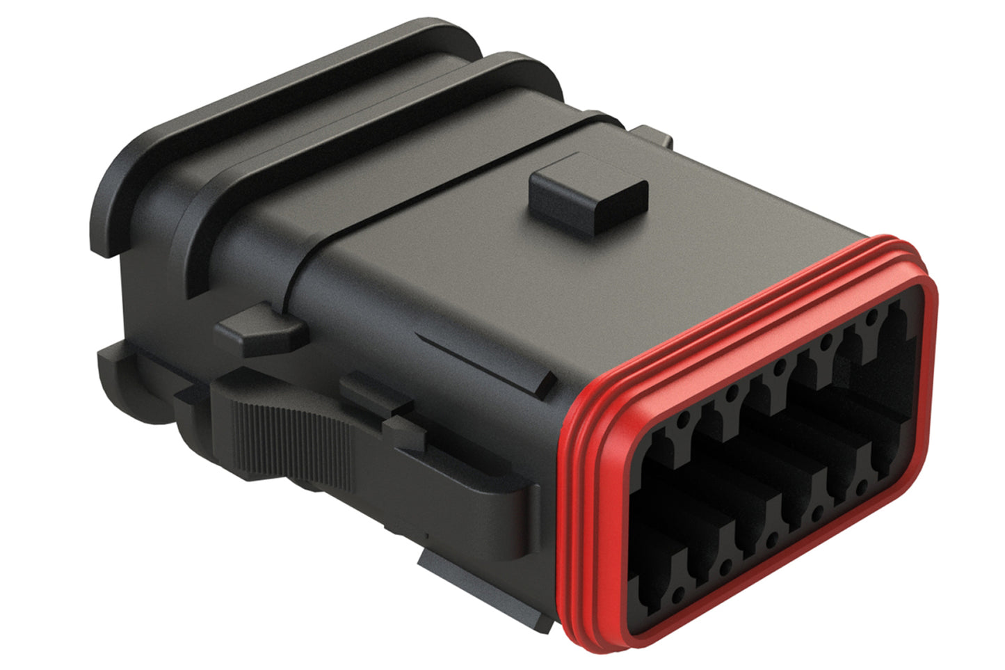 AT06-12SB-OMRDBLK 12 Position Overmolded Plug, Socket, Reduced Seal, Keyed B, Black