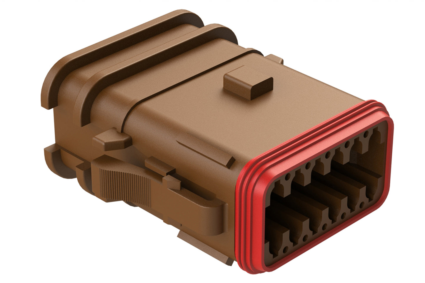 AT06-12SB-OMRDBRN 12 Position Overmolded Plug, Socket, Reduced Seal, Keyed B, Brown