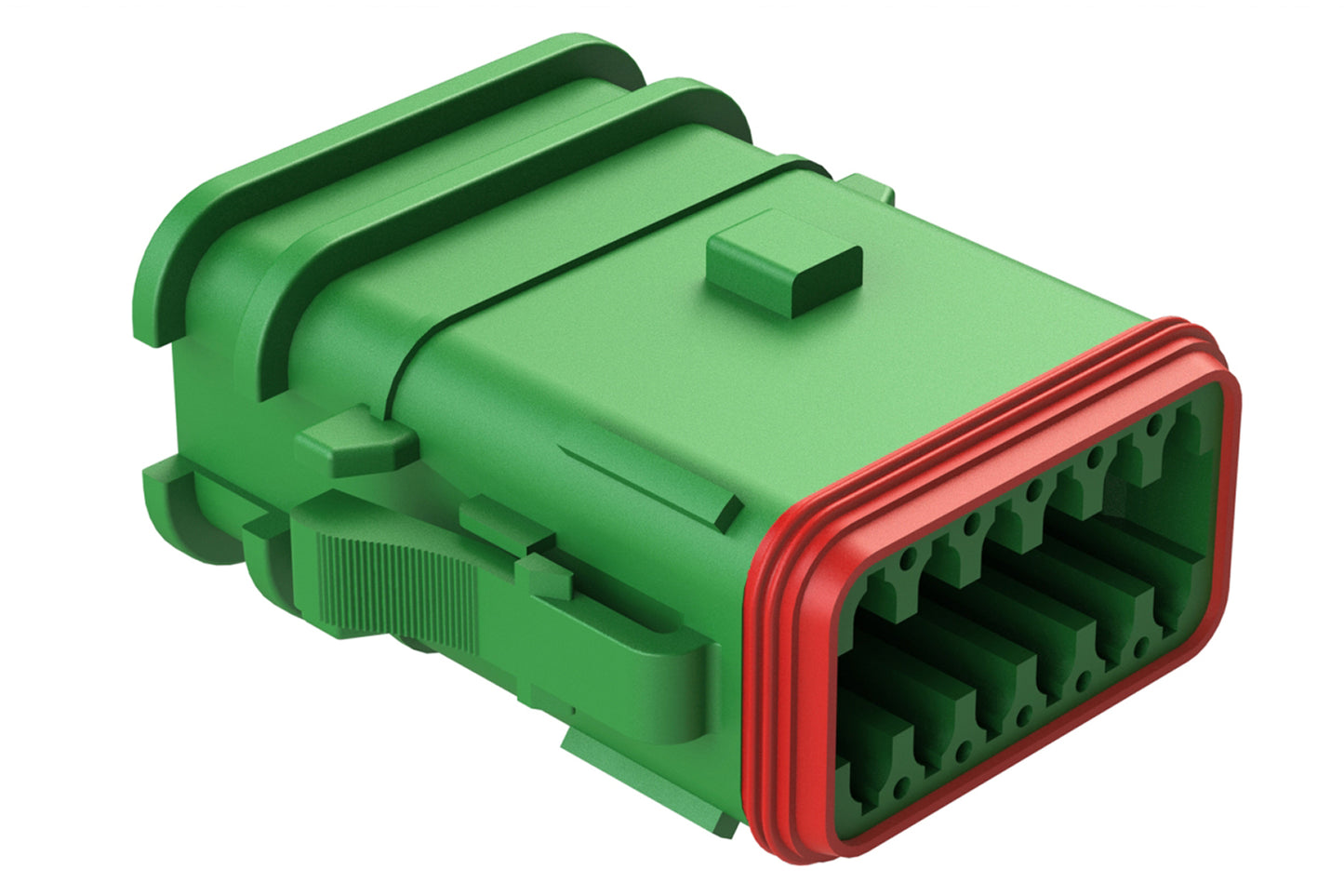 AT06-12SB-OMRDGRN 12 Position Overmolded Plug, Socket, Reduced Seal, Keyed B, Green