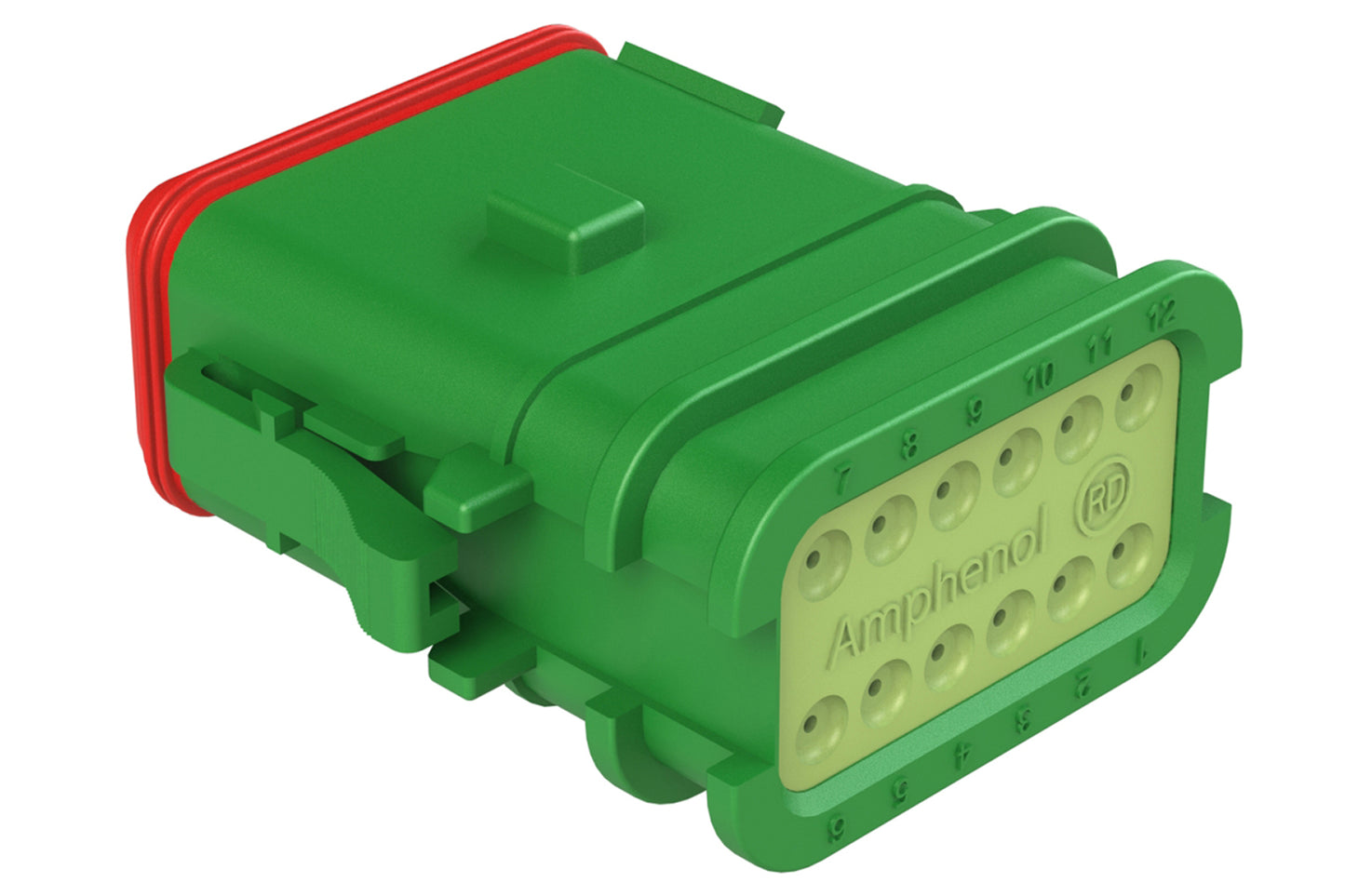 AT06-12SB-OMRDGRN 12 Position Overmolded Plug, Socket, Reduced Seal, Keyed B, Green