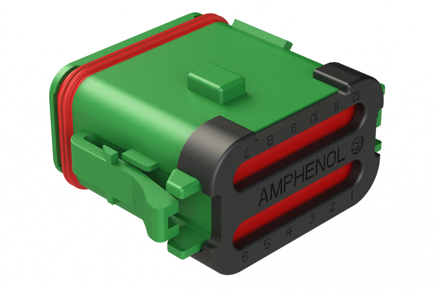 AT06-12SB-SSGRN 12-Way Plug, Female Connector with A Position Key and Solid Rear Grommet and Endcap, Wedgelock included, Green
