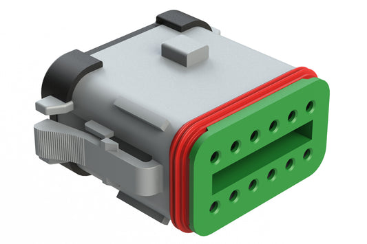 AT06-12SB-SSGRY 12-Way Plug, Female Connector with A Position Key and Solid Rear Grommet and Endcap, Wedgelock included, Grey