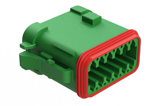 AT06-12SC-EC01 12-Way Plug, Female Connector with C Position Key and End Cap, Green. DT06-12SC-E003, DT06-12SC-EP06