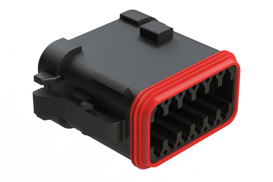 AT06-12SC-ECBLK 12-Way Plug, Female Connector with C Position Key and End Cap, Black