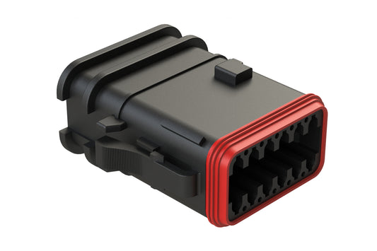 AT06-12SC-OMBLK 12 Position Overmolded Plug, Socket, Keyed C, Black