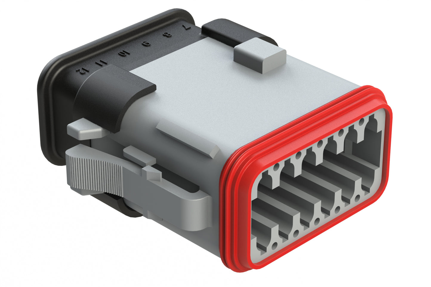 AT06-12SC-SR2GRY 12-Way Plug, Female Connector with C Position Key and Reduced Diameter Seal, Strain Relief Endcap, Grey
