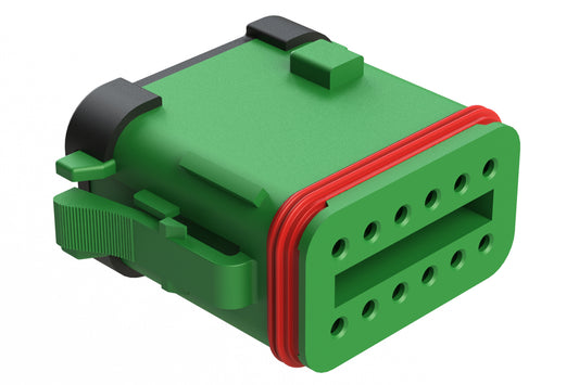 AT06-12SC-SS01 12-Way Plug, Female Connector with C Position Key and Solid Rear Grommet and Endcap, Wedgelock included, Green. DT06-12SC-C017