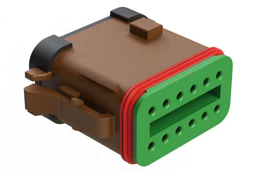 AT06-12SC-SSBRN 12-Way Plug, Female Connector with C Position Key and Solid Rear Grommet and Endcap, Wedgelock included, Brown