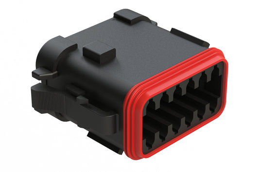 AT06-12SD-MMBLK 12-Way Plug, Female Connector with D Position Key and Reduced Diameter Seal (E-Seal) and Enhanced Seal Retention (P012), End Cap, Black