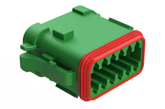 AT06-12SD-MMGRN 12-Way Plug, Female Connector with D Position Key and Reduced Diameter Seal (E-Seal) and Enhanced Seal Retention (P012), End Cap, Green