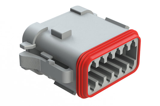 AT06-12SD-MMGRY 12-Way Plug, Female Connector with D Position Key and Reduced Diameter Seal (E-Seal) and Enhanced Seal Retention (P012), End Cap, Grey