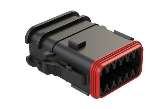 AT06-12SD-OMBLK 12 Position Overmolded Plug, Socket, Keyed D, Black