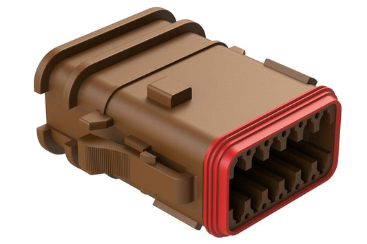 AT06-12SD-OMBRN 12 Position Overmolded Plug, Socket, Keyed D, Brown
