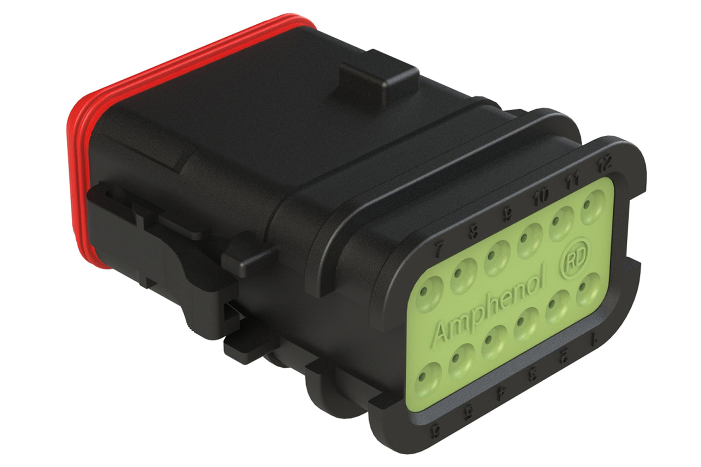 AT06-12SD-OMRDBLK 12 Position Overmolded Plug, Socket, Reduced Seal, Keyed D, Black
