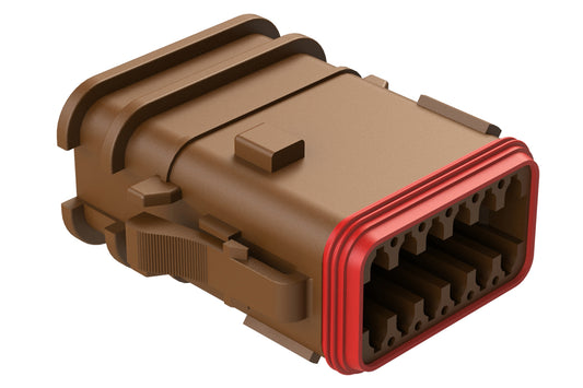 AT06-12SD-OMRDBRN 12 Position Overmolded Plug, Socket, Reduced Seal, Keyed D, Brown