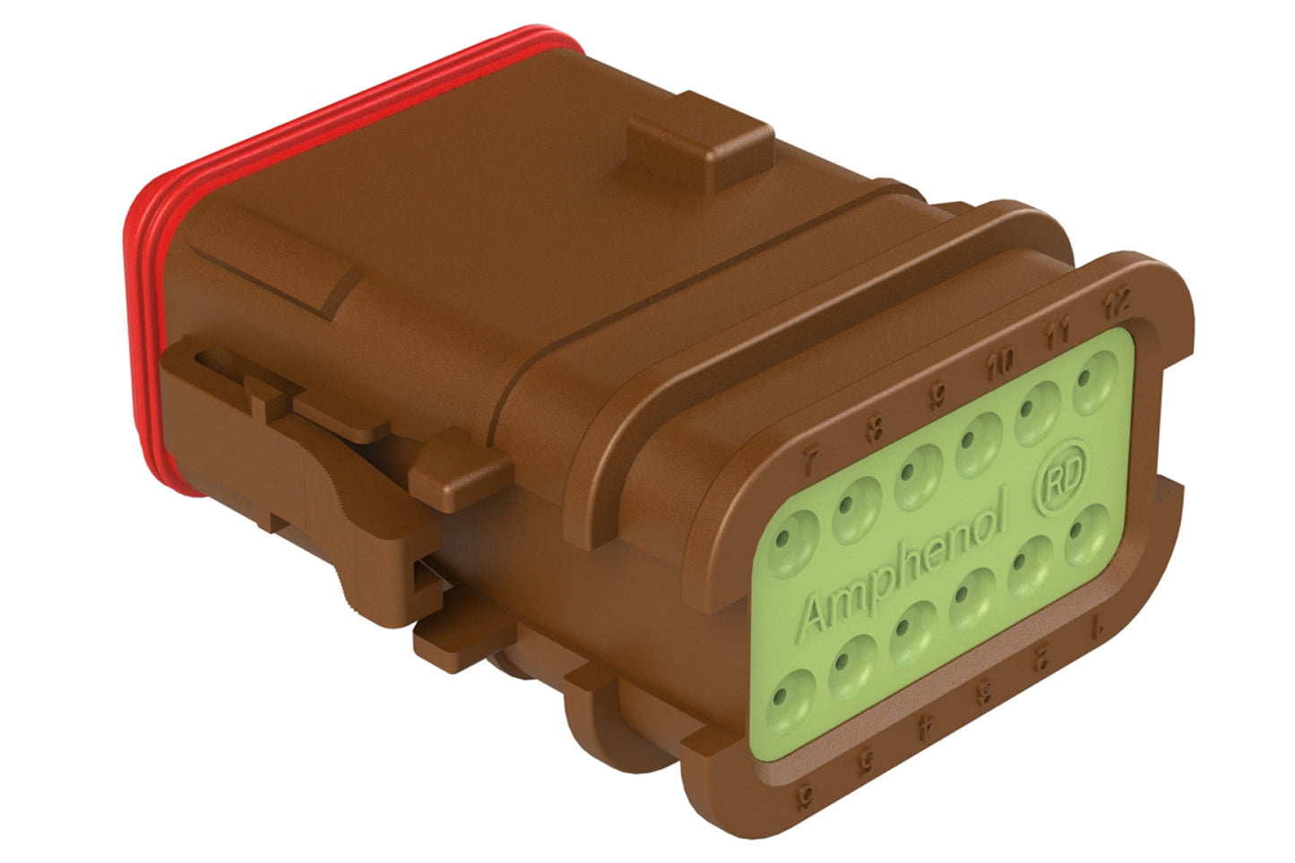 AT06-12SD-OMRDBRN 12 Position Overmolded Plug, Socket, Reduced Seal, Keyed D, Brown