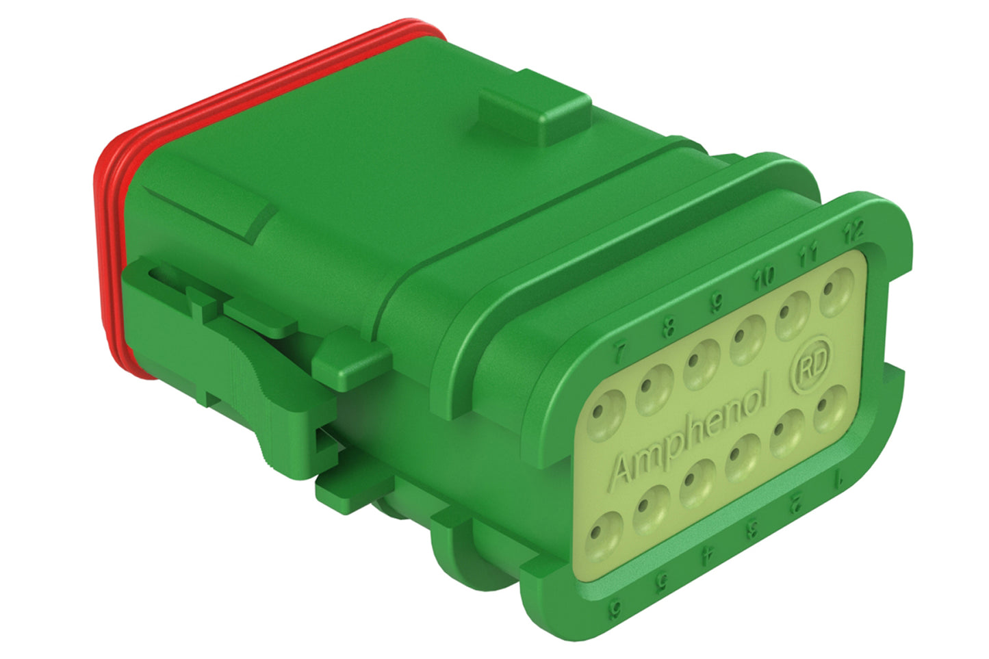 AT06-12SD-OMRDGRN 12 Position Overmolded Plug, Socket, Reduced Seal, Keyed D, Green