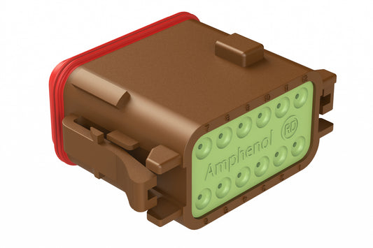 AT06-12SD-RD01 12-Way Plug, Female Connector with D Position Key and Reduced Diameter Seal (E-Seal), Brown. DT06-12SD-C015, DT06-12SD-CE06