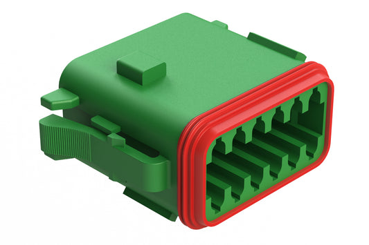 AT06-12SD-RDGRN 12-Way Plug, Female Connector with D Position Key and Reduced Diameter Seal (E-Seal), Green