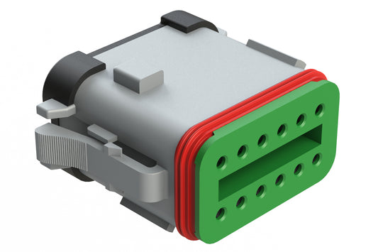 AT06-12SD-SSGRY 12-Way Plug, Female Connector with D Position Key and Solid Rear Grommet and Endcap, Wedgelock included, Grey