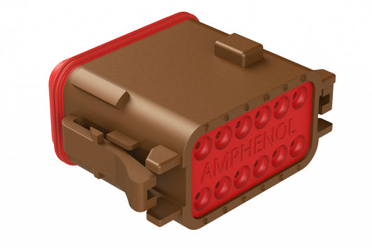 AT06-12SD 12-Way Plug, Female Connector with D Position Key, Brown. DT06-12SD, DT06-12SD-P012