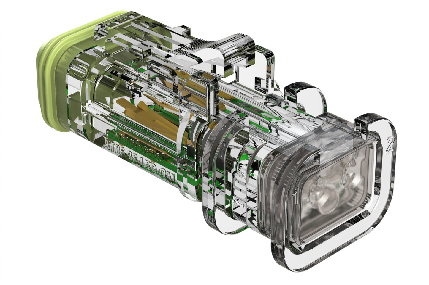 AT06-2S-LED12VR1-OMC 2 Position LED Overmold Plug, Socket, 12V, Clear Body, RVP Circuit, Reduced Diameter Seal, Green LED