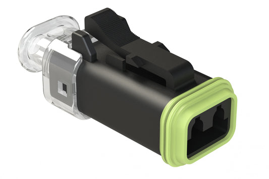 AT06-2S-LED24K2 2-Way LED Plug Kit, 24V, Contacts and Wedge included, Reduced Seal, Black, Clear endcap, CLEAR LED