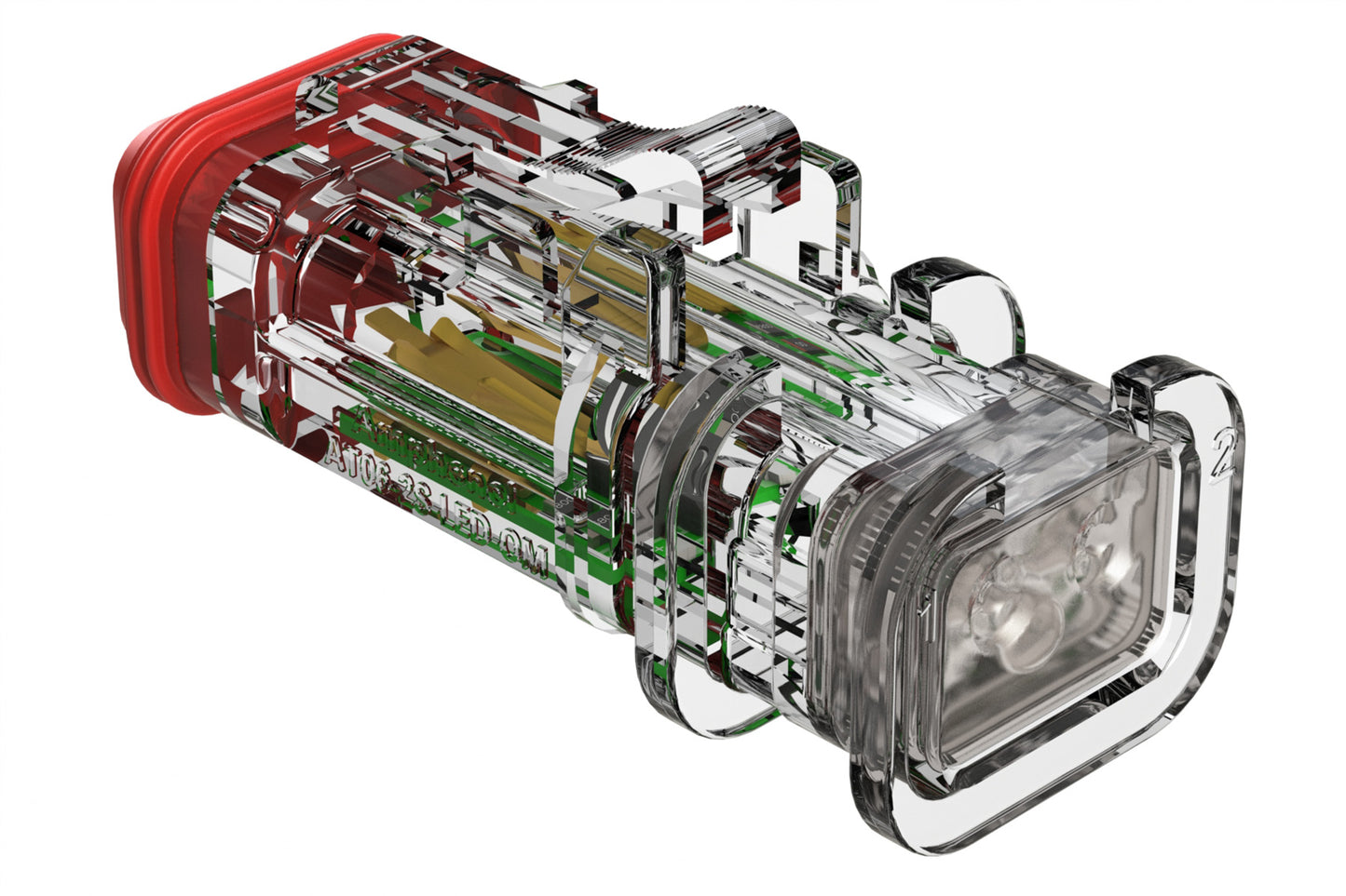AT06-2S-LED24V01-OMC 2 Position LED Overmold Plug, Socket, 24V, Integrated Diode, Clear Body and Endcap, Green LED