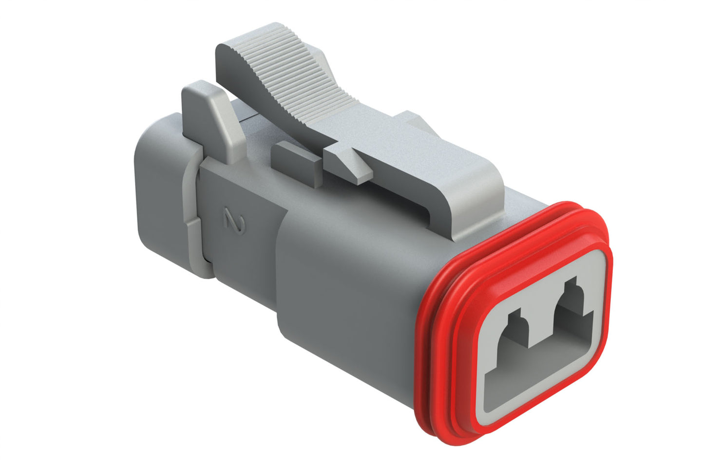 AT06-2S-MM01 2-Way Plug, Black Female Connector with Reduced Diameter Seal (E-Seal) and Enhanced Seal Retention (P012) and End Cap, Grey. DT06-2S-CE01