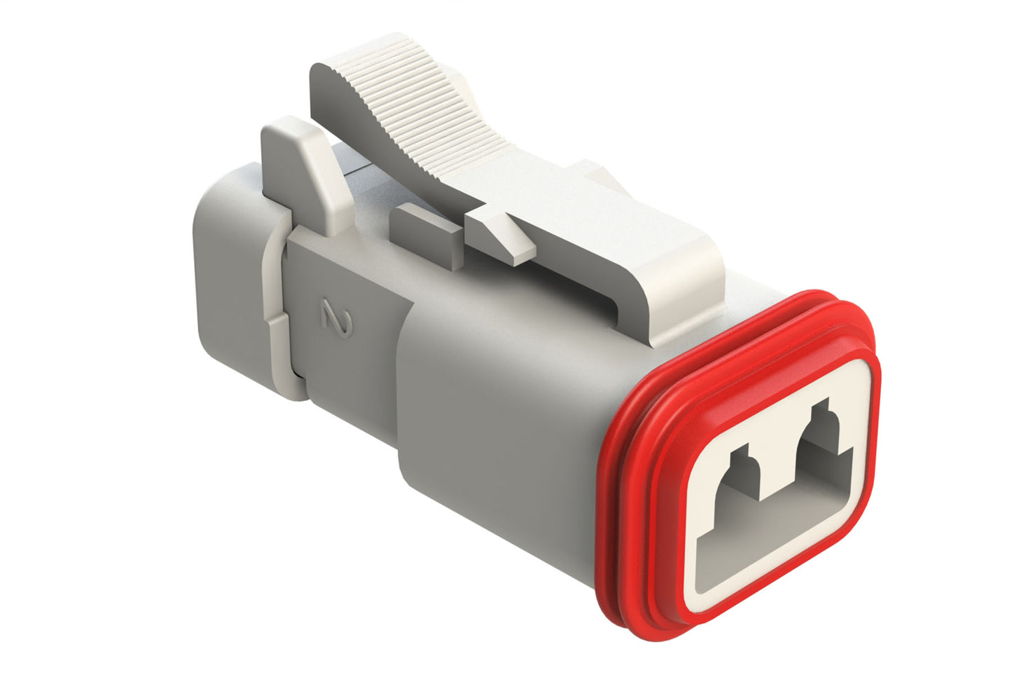 AT06-2S-MM01WHT 2-Way Plug, Black Female Connector with Reduced Diameter Seal (E-Seal) and Enhanced Seal Retention (P012) and End Cap, White
