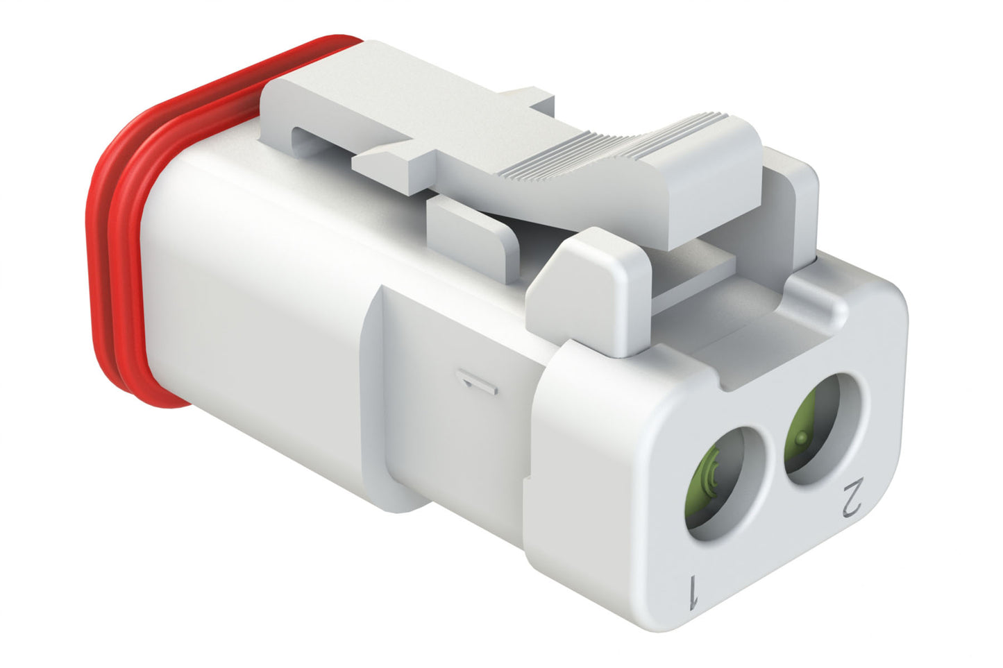 AT06-2S-MM01WHT 2-Way Plug, Black Female Connector with Reduced Diameter Seal (E-Seal) and Enhanced Seal Retention (P012) and End Cap, White