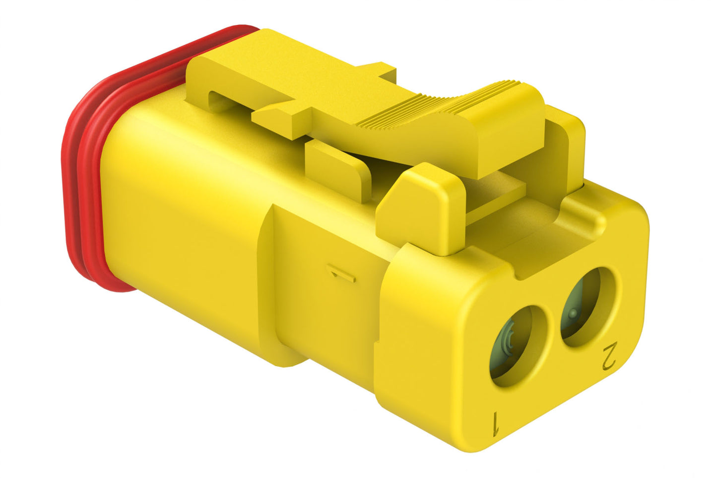 AT06-2S-MM01YEL 2-Way Plug, Black Female Connector with Reduced Diameter Seal (E-Seal) and Enhanced Seal Retention (P012) and End Cap, Yellow