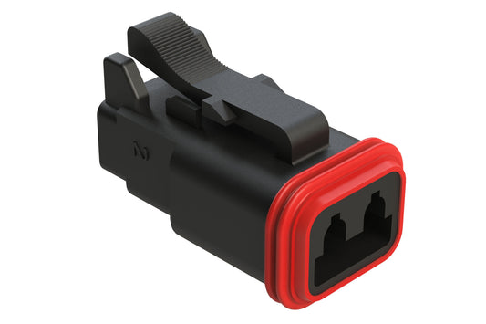 AT06-2S-RD01BLK 2-Way Plug, Female Connector with Reduced Diameter Seal (E-Seal), Black. DT06-2S-CE06, DT06-2S-CE02