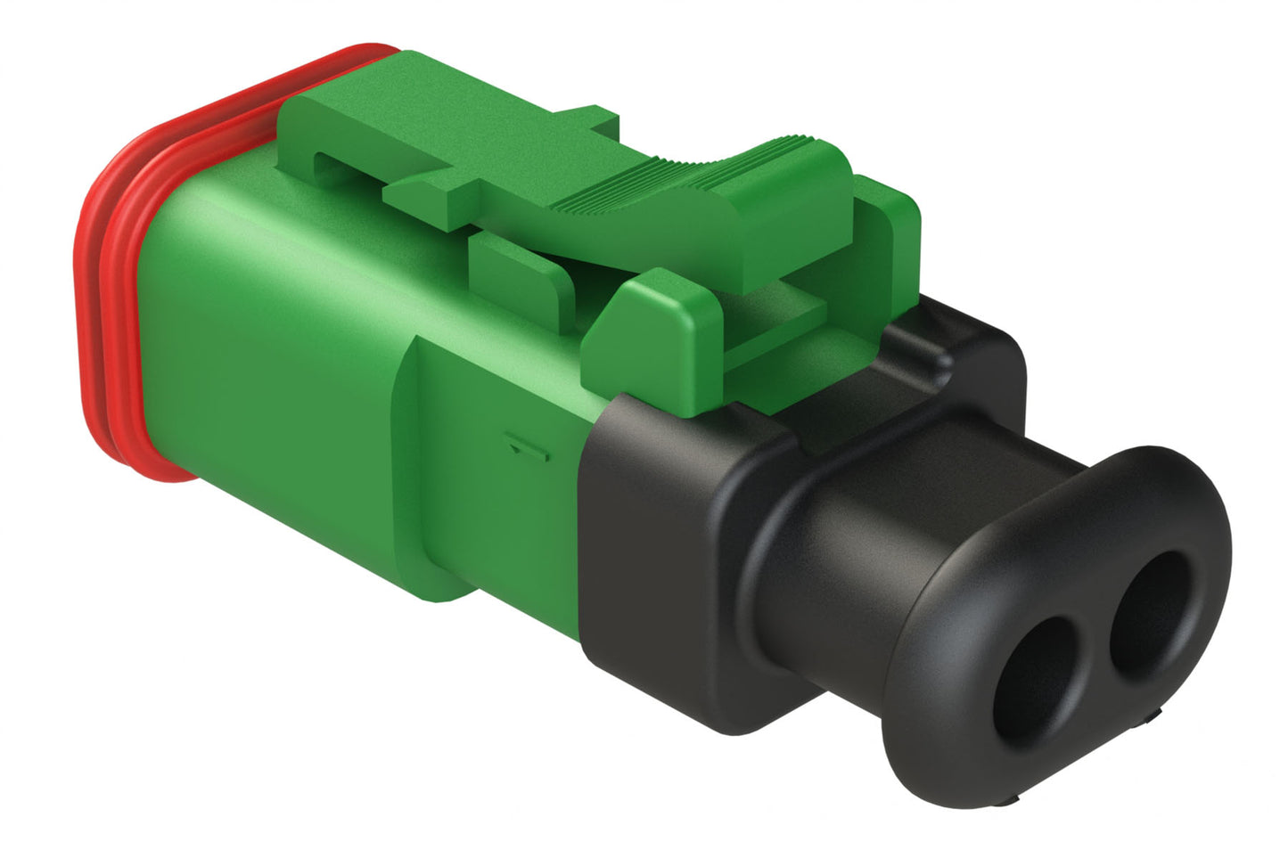 AT06-2S-SR01GRN 2-Way Plug Female Connector with Strain Relief Endcap, Standard Seal, Green