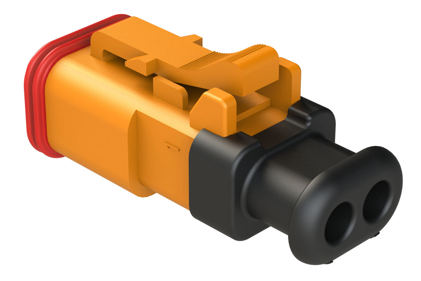 AT06-2S-SR01ORG 2-Way Plug Female Connector with Strain Relief Endcap, Standard Seal, Orange