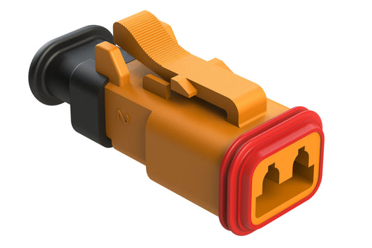 AT06-2S-SR02ORG 2-Way Plug Female Connector with Strain Relief Endcap, Reduced Seal, Orange
