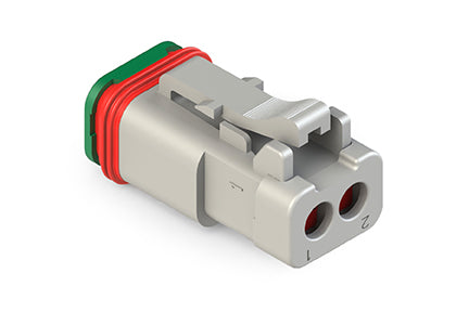AT06-2S-SS01 2-Way Plug, Female Connector with Solid Rear Grommet and Endcap, Wedgelock included. DT06-2S-C017