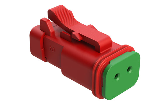 AT06-2S-SS01RED 2-Way Receptacle, Female Connector with Solid Rear Grommet and Endcap, Red