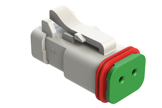 AT06-2S-SS01WHT 2-Way Receptacle, Female Connector with Solid Rear Grommet and Endcap, White