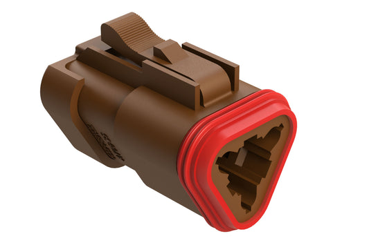 AT06-3S-EC01BRN 3-Way Plug, Female Connector with End Cap, Brown