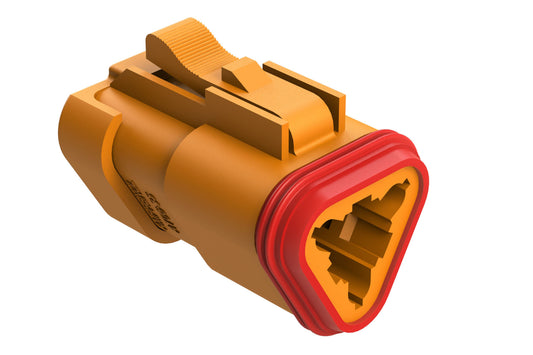 AT06-3S-EC01ORG 3-Way Plug, Female Connector with End Cap, Orange