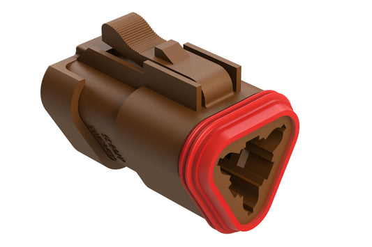 AT06-3S-MM01BRN 3-Way Plug, Female Connector with Reduced Diameter Seal (E-Seal) and End Cap, Brown