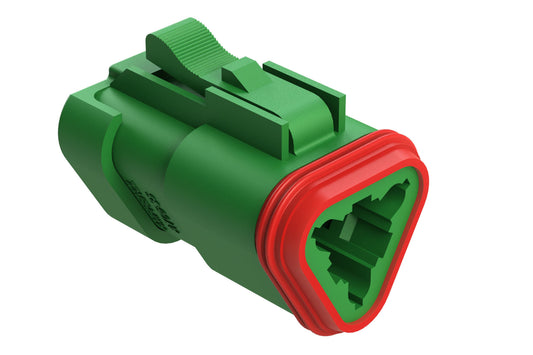 AT06-3S-MM01GRN 3-Way Plug, Female Connector with Reduced Diameter Seal (E-Seal) and End Cap, Green