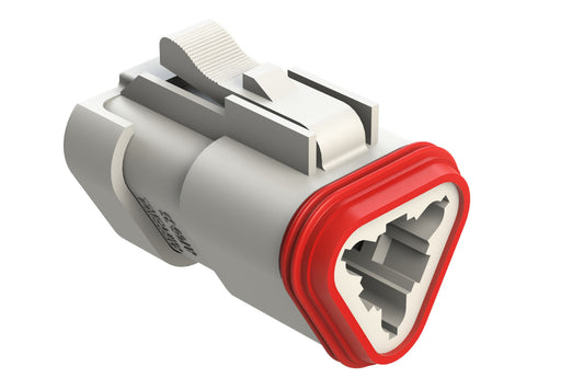 AT06-3S-MM01WHT 3-Way Plug, Female Connector with Reduced Diameter Seal (E-Seal) and End Cap, White